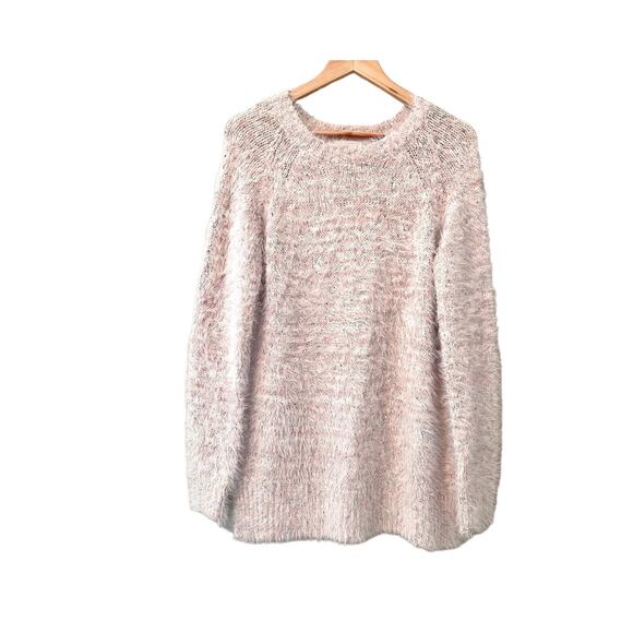 Lou & Grey Women's Pale Pink Fuzzy Soft Knit Round Neck Sweater Small Casual - Picture 1 of 8
